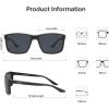 imageSOJOS Polarized Square Sunglasses for Men Lightweight TR90 Frame UV Protection Mens Sun Glasses SJ2645Matte BlackGrey