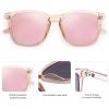 imageSOJOS Polarized Sunglasses for Women Men Classic Large Vintage Style ShadesTransparent BrownPink