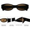 imageSOJOS Trendy Oval Polarized Sunglasses Womens Retro Narrow Chic Thin Y2k Sunnies SJ2364BlackBrown