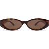 imageSOJOS Trendy Oval Polarized Sunglasses Womens Retro Narrow Chic Thin Y2k Sunnies SJ2364Brown TortoiseBrown