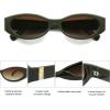 imageSOJOS Trendy Oval Polarized Sunglasses Womens Retro Narrow Chic Thin Y2k Sunnies SJ2364Dark GreenBrown