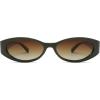imageSOJOS Trendy Oval Polarized Sunglasses Womens Retro Narrow Chic Thin Y2k Sunnies SJ2364Dark GreenBrown