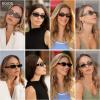 imageSOJOS Trendy Oval Polarized Sunglasses Womens Retro Narrow Chic Thin Y2k Sunnies SJ2364Light BrownBrown