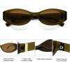 imageSOJOS Trendy Oval Polarized Sunglasses Womens Retro Narrow Chic Thin Y2k Sunnies SJ2364Olive GreenBrown