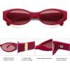 imageSOJOS Trendy Oval Polarized Sunglasses Womens Retro Narrow Chic Thin Y2k Sunnies SJ2364RoseRed
