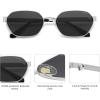 imageSOJOS Trendy Polarized Hexagon Sunglasses for Women Men UV400 Retro Rectangle Shades SJ1238SilverGrey