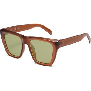 imageSOJOS Fashion Oversized Square Cat Eye Polarized Sunglasses for Women Trendy Cateye Style Womens Sunglasses SJ2179Mocha BrownLight Green