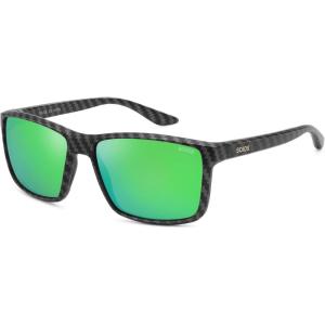 imageSOJOS Polarized Square Sunglasses for Men Lightweight TR90 Frame UV Protection Mens Sun Glasses SJ2645Matte Black PatternGreen Mirrored