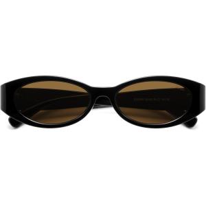 imageSOJOS Trendy Oval Polarized Sunglasses Womens Retro Narrow Chic Thin Y2k Sunnies SJ2364BlackBrown