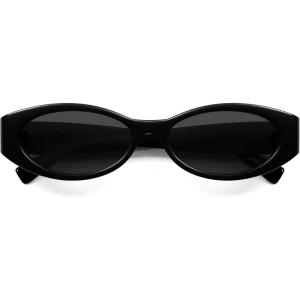 imageSOJOS Trendy Oval Polarized Sunglasses Womens Retro Narrow Chic Thin Y2k Sunnies SJ2364BlackGrey