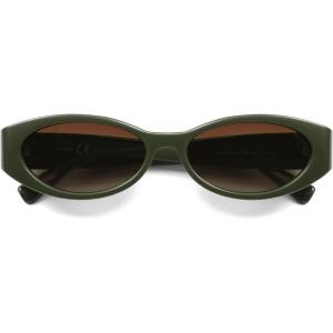imageSOJOS Trendy Oval Polarized Sunglasses Womens Retro Narrow Chic Thin Y2k Sunnies SJ2364Dark GreenBrown