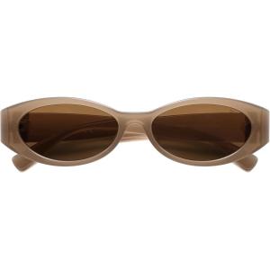 imageSOJOS Trendy Oval Polarized Sunglasses Womens Retro Narrow Chic Thin Y2k Sunnies SJ2364Light BrownBrown