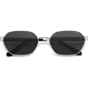 imageSOJOS Trendy Polarized Hexagon Sunglasses for Women Men UV400 Retro Rectangle Shades SJ1238SilverGrey