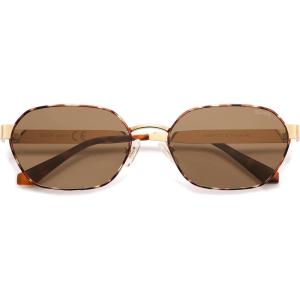 imageSOJOS Trendy Polarized Hexagon Sunglasses for Women Men UV400 Retro Rectangle Shades SJ1238TortoiseBrown