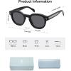 imageSOJOS Retro Polarized Sunglasses for Women Men Classic Round Acetate Frame UV Protection Shades SJ3111BlackGrey