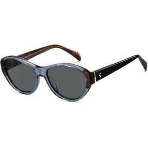 imageSOJOS Acetate Polarized Cateye Oval Sunglasses for Women Retro Trendy Sun Glasses SJ3120BlueGrey
