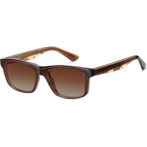 imageSOJOS Rectangle Polarized Sunglasses for Men Women Classic Acetate Frame UV Protective Wide Vision Shades SJ3115BrownBrown