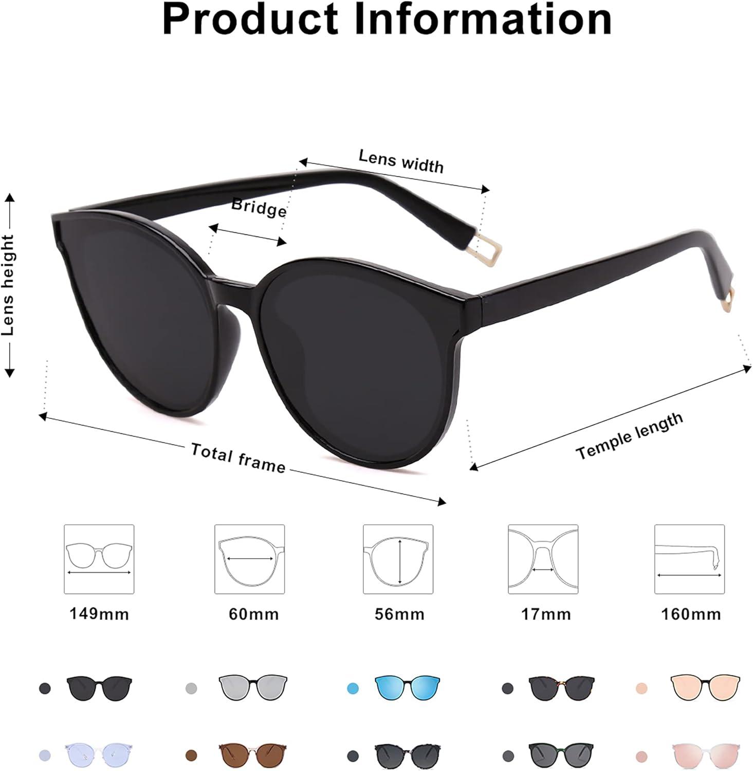 imageSOJOS Fashion Round Sunglasses for Women Men Oversized Vintage Shades SJ2057BlackGrey