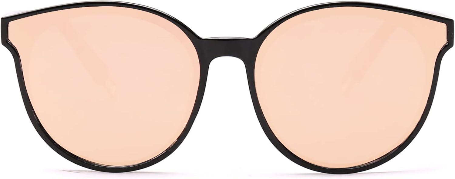 imageSOJOS Fashion Round Sunglasses for Women Men Oversized Vintage Shades SJ2057BlackPink