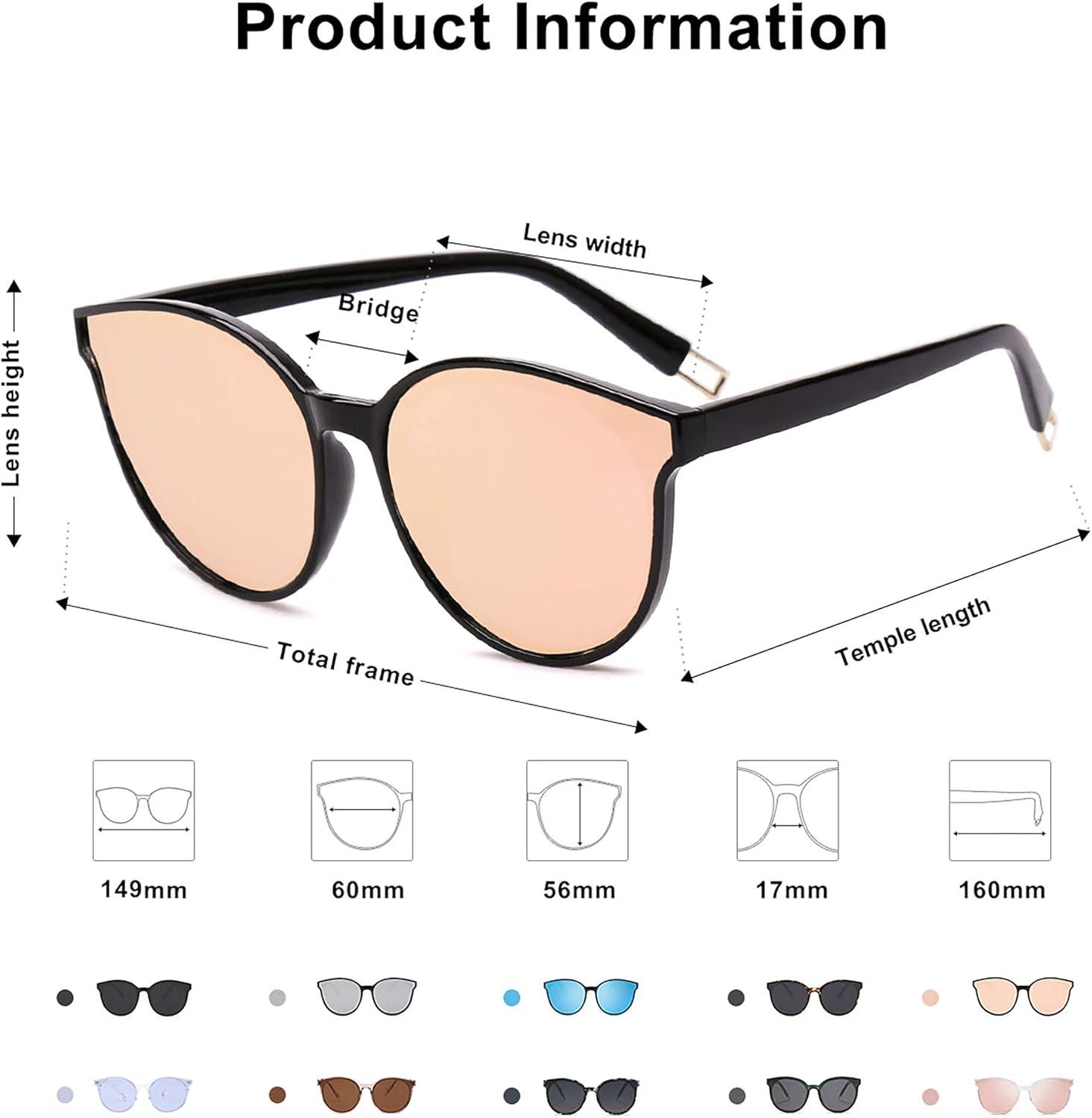 imageSOJOS Fashion Round Sunglasses for Women Men Oversized Vintage Shades SJ2057BlackPink