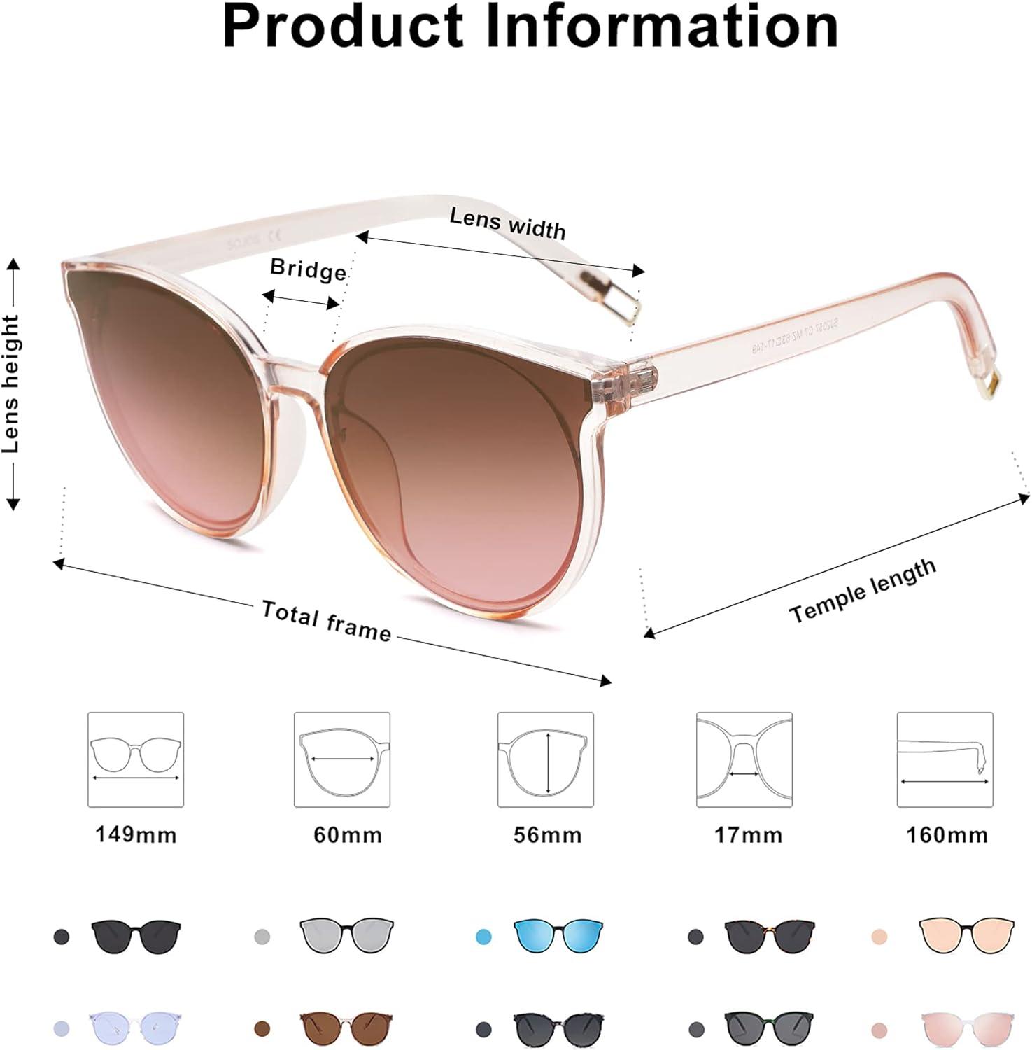 imageSOJOS Fashion Round Sunglasses for Women Men Oversized Vintage Shades SJ2057ClearBrown