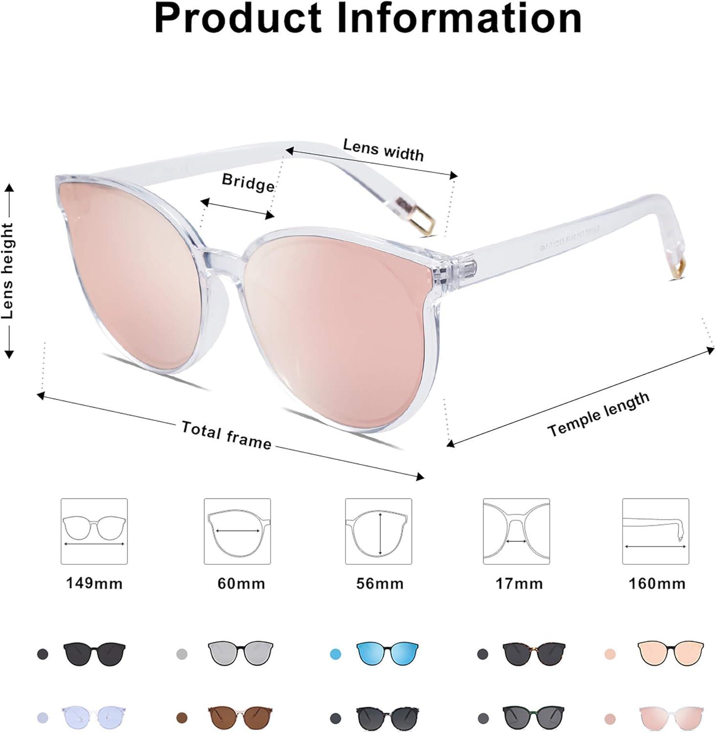 imageSOJOS Fashion Round Sunglasses for Women Men Oversized Vintage Shades SJ2057ClearPink