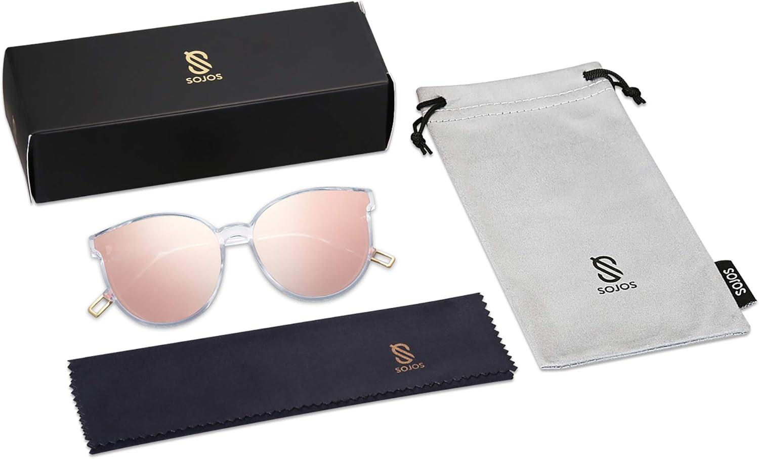 imageSOJOS Fashion Round Sunglasses for Women Men Oversized Vintage Shades SJ2057ClearPink