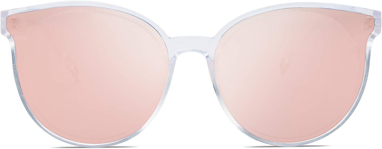 imageSOJOS Fashion Round Sunglasses for Women Men Oversized Vintage Shades SJ2057ClearPink