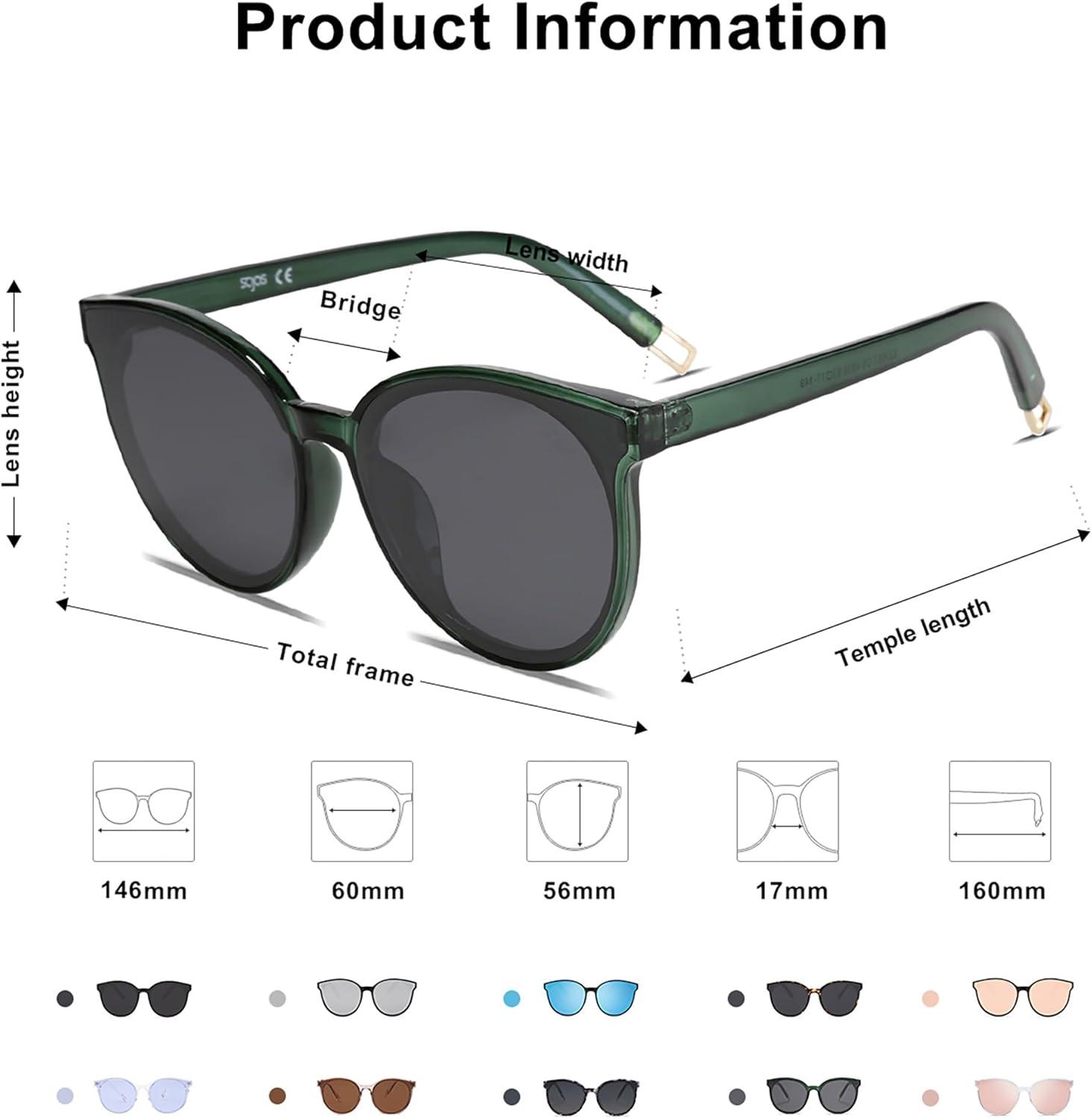imageSOJOS Fashion Round Sunglasses for Women Men Oversized Vintage Shades SJ2057GreenGreen