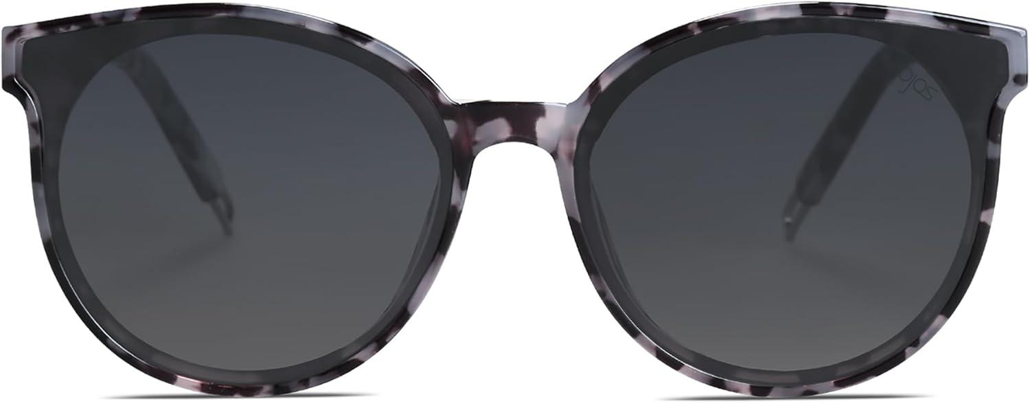 imageSOJOS Fashion Round Sunglasses for Women Men Oversized Vintage Shades SJ2057GreyGrey