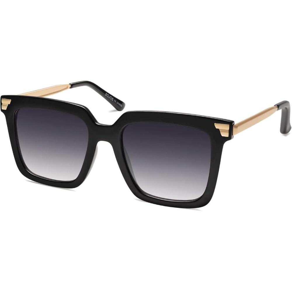 imageSOJOS Retro Oversized Square Sunglasses for Women Trendy Vintage Shades Classic Big Sun Glasses UV400 SJ2216ABlackGradient Grey