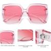 imageSOJOS Horned Rim Thick Sunglasses for Women Trendy Oversized Black Modern Hipster Fashion Shades SJ2161Transparent PinkGradient Pink
