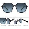 imageSOJOS Retro Trendy Aviator Polarized Sunglasses Men Women Vintage 70s Square Stylish Frame Sun Glasses SJ2283BlackBlue Grading