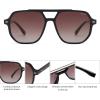 imageSOJOS Retro Trendy Aviator Polarized Sunglasses Men Women Vintage 70s Square Stylish Frame Sun Glasses SJ2283BlackDark Brown Grading