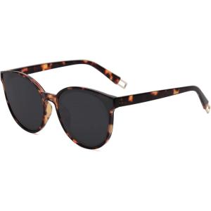 imageSOJOS Fashion Round Sunglasses for Women Men Oversized Vintage Shades SJ2057Amber TortoiseGrey