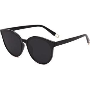 imageSOJOS Fashion Round Sunglasses for Women Men Oversized Vintage Shades SJ2057BlackGrey
