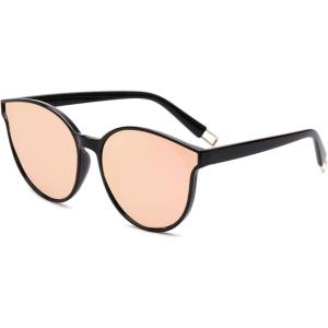 imageSOJOS Fashion Round Sunglasses for Women Men Oversized Vintage Shades SJ2057BlackPink
