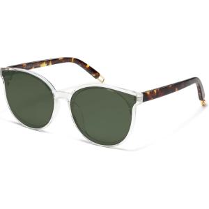imageSOJOS Fashion Round Sunglasses for Women Men Oversized Vintage Shades SJ2057ClearGreen