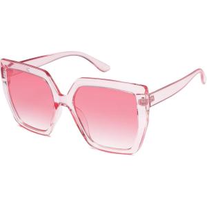 imageSOJOS Horned Rim Thick Sunglasses for Women Trendy Oversized Black Modern Hipster Fashion Shades SJ2161Transparent PinkGradient Pink