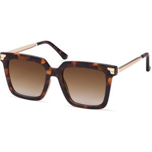 imageSOJOS Retro Oversized Square Sunglasses for Women Trendy Vintage Shades Classic Big Sun Glasses UV400 SJ2216ADark TortoiseGradient Brown