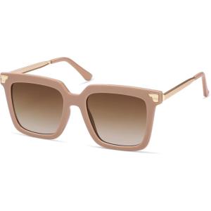 imageSOJOS Retro Oversized Square Sunglasses for Women Trendy Vintage Shades Classic Big Sun Glasses UV400 SJ2216ALight BrownGradient Brown