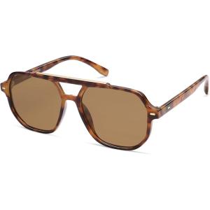 imageSOJOS Retro Trendy Aviator Polarized Sunglasses Men Women Vintage 70s Square Stylish Frame Sun Glasses SJ2283TortoiseLight Brown