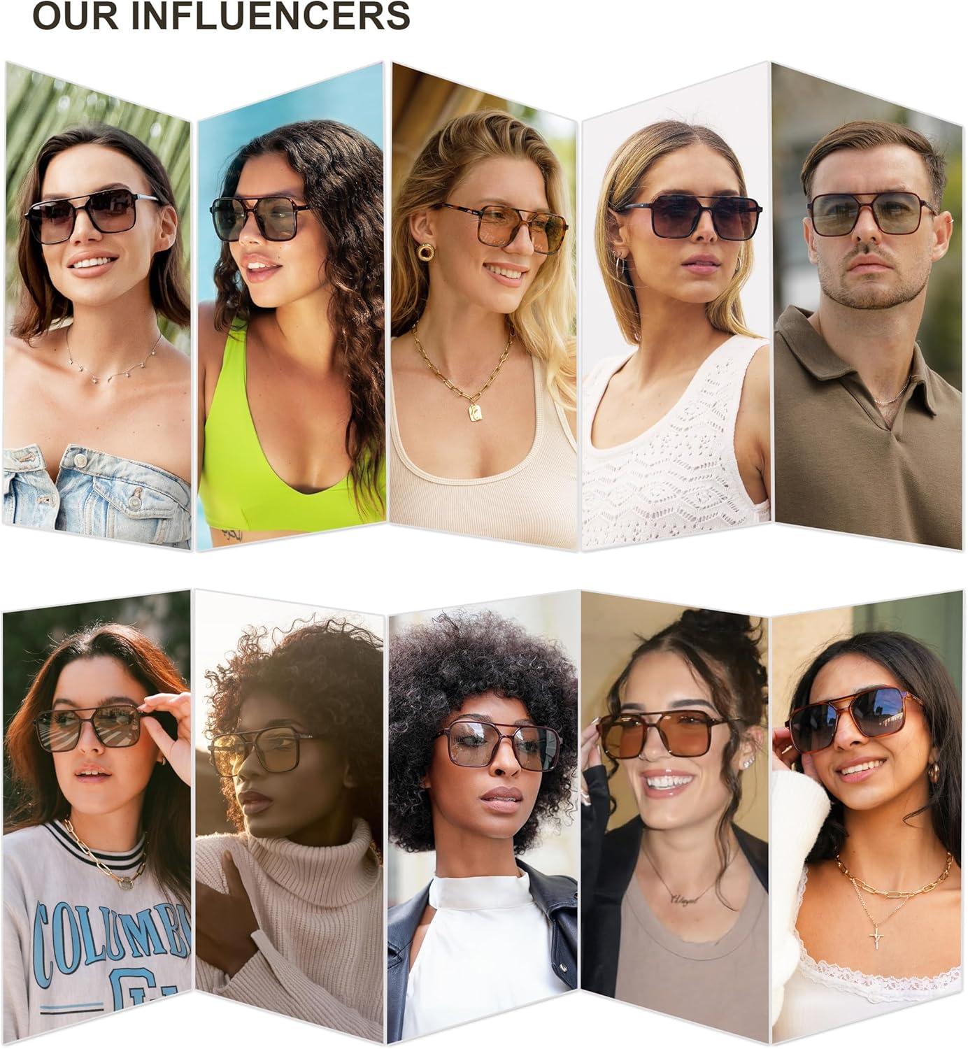 imageSOJOS Trendy Vintage Aviator Square Sunglasses For Womens Mens Retro 70s UV400 Women Sun Glasses SJ2327TortoiseBlue Grading