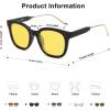 imageSOJOS Classic Square Polarized Sunglasses Womens Mens Retro Trendy UV400 Sunnies SJ2050Shiny BlackYellow  Night Vision