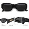 imageSOJOS Polarized Sunglasses Womens Mens Retro Rectangle Sun Glasses Trendy Hexagonal Frame 80s 90s Shades SJ2324Black