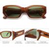 imageSOJOS Polarized Sunglasses Womens Mens Retro Rectangle Sun Glasses Trendy Hexagonal Frame 80s 90s Shades SJ2324Brown
