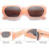 imageSOJOS Polarized Sunglasses Womens Mens Retro Rectangle Sun Glasses Trendy Hexagonal Frame 80s 90s Shades SJ2324Pink