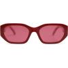 imageSOJOS Polarized Sunglasses Womens Mens Retro Rectangle Sun Glasses Trendy Hexagonal Frame 80s 90s Shades SJ2324Red