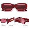 imageSOJOS Polarized Sunglasses Womens Mens Retro Rectangle Sun Glasses Trendy Hexagonal Frame 80s 90s Shades SJ2324Red