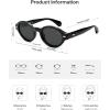 imageSOJOS Retro Oval Polarized Sunglasses for Women Men Chic Trendy 90s Sunnies Shades UV protection Sun GlassesBlack Frame Grey Lens